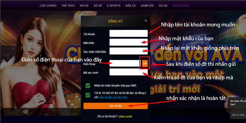 Hướng dẫn đăng ký tài khoản nhà cái Ava với 5 bước đơn giản