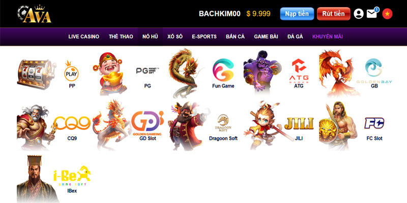 Nổ hũ tại nhà cái Ava với tỷ lệ jackpot cực cao và kho slot game đa dạng